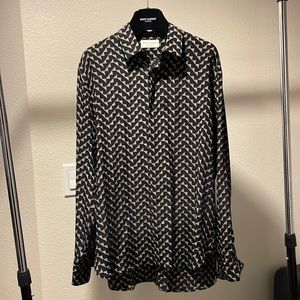 Yves Saint Laurent mens geometric design button up shirt
